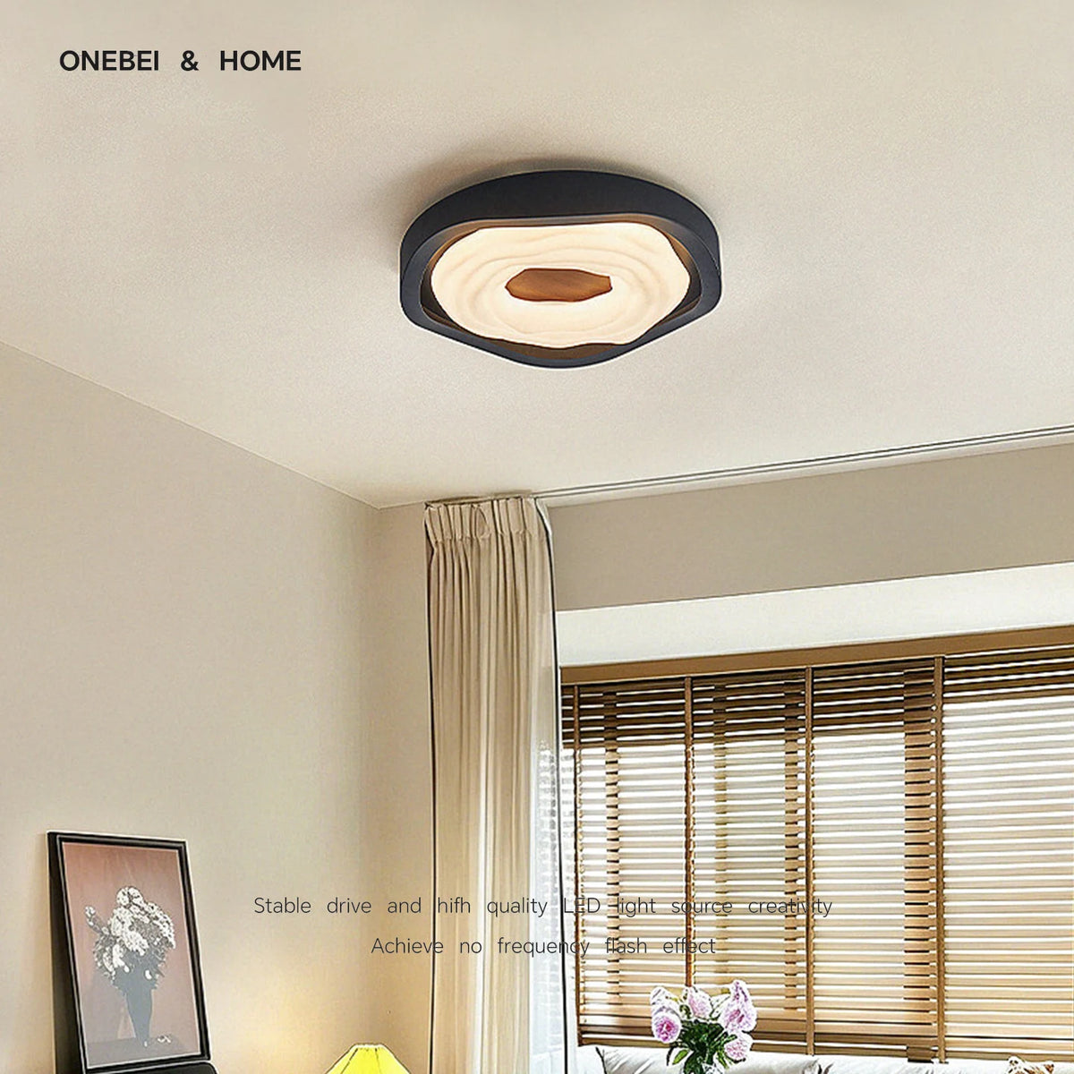 luminaire moderne minimaliste noir crème marron concentrique semi transparent chambre salon