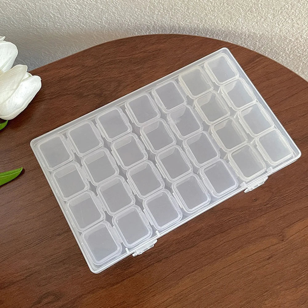 boîte rangement transparente plastique clips pratique compartiments mosaïque diy accessoires bijoux stockage artisanal