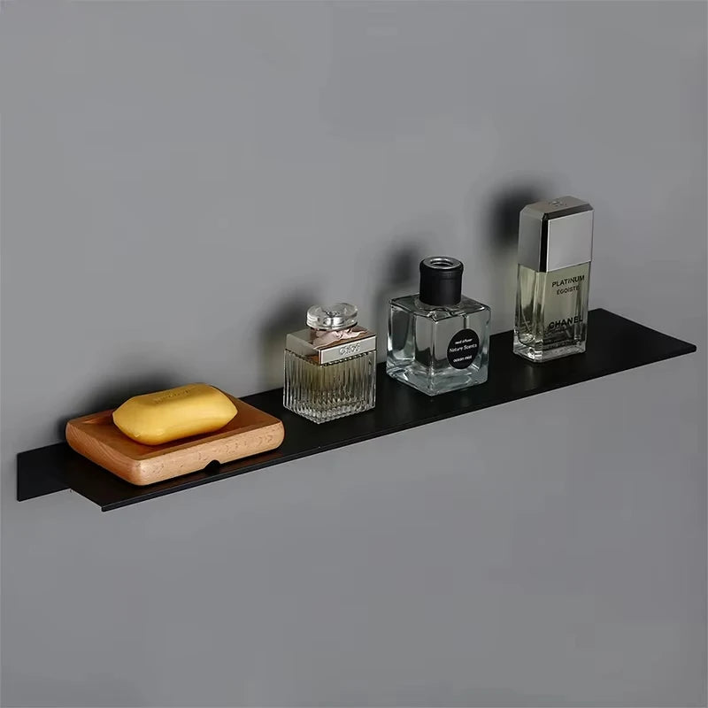 étagère murale aluminium blanc noir moderne minimaliste vis bouchons protection 30cm 40cm 50cm