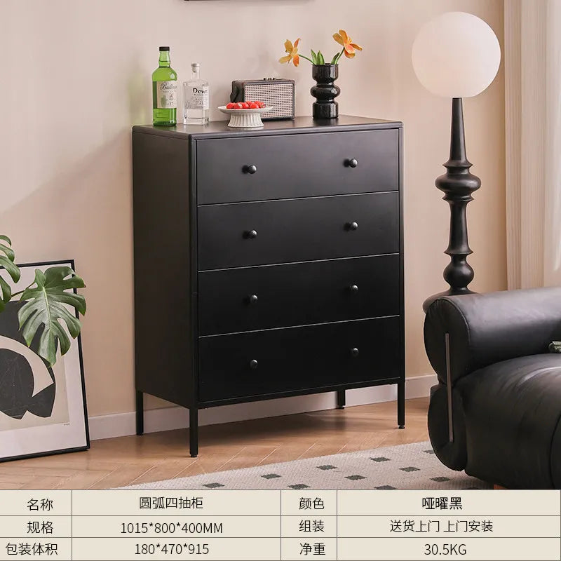 armoire tiroirs blanc moderne verre translucide poignées blanches pieds noirs