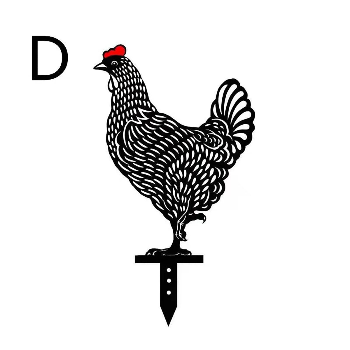 ornement jardin sculpture poule noire points blancs artisanal piquet métallique extérieur décoration