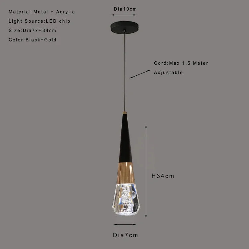 suspension lumineuse moderne élégante noir doré transparent câble ajustable led 90 260v 249 2000lm