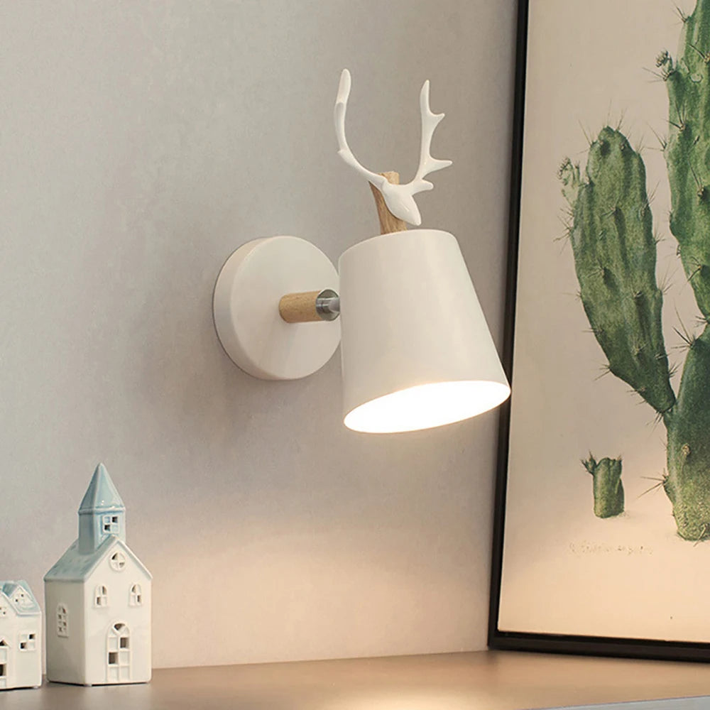 applique murale led moderne bois blanc scandinave fixée mur entrée chambre cuisine