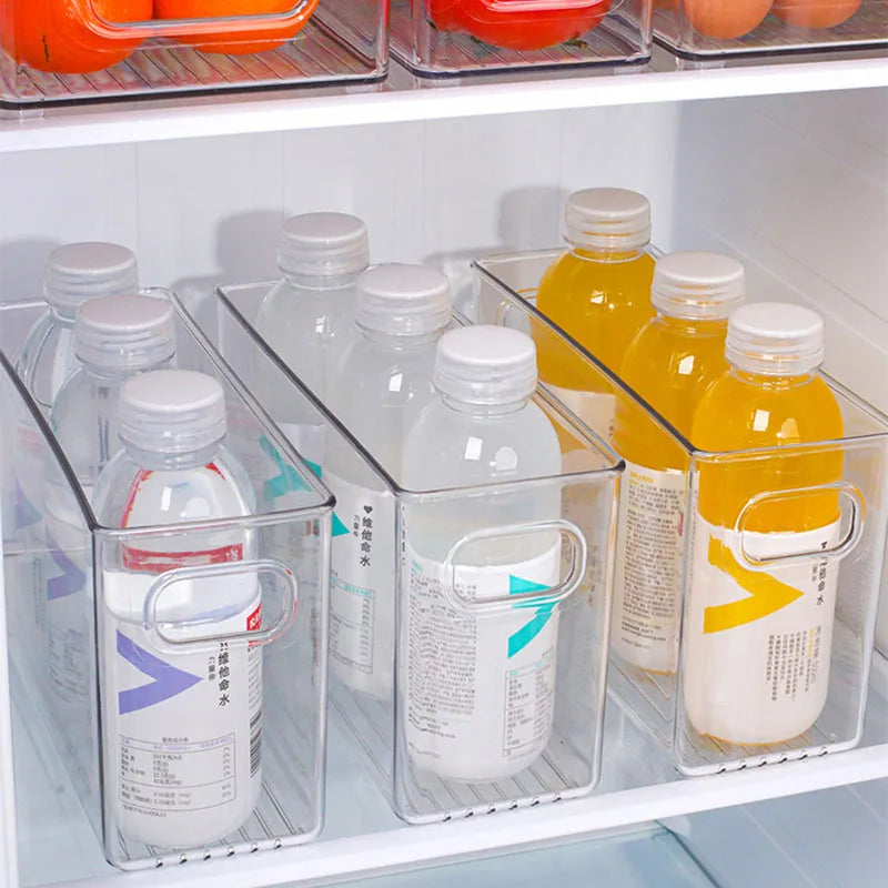 boîtes rangement transparentes moderne poignées crèmes gels lotions fridge organizer