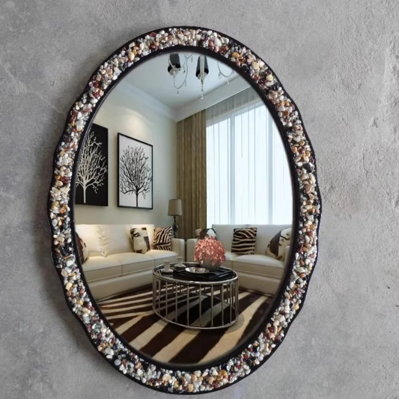 miroir décoratif ovoïde coquillages bohème accueil maison accessoires deco coquillage bordure ornemental