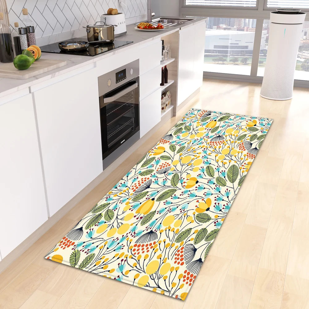 tapis tropical feuilles vertes antidérapant polyester moderne entrée salon cuisine