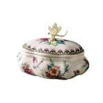 boîte bijoux céramique fleurs papillons dorure blanche bleue rose verte dorée classique