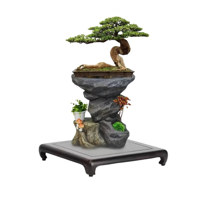 support bois vase bonsaï plantes figurines base ébène stand pot fleur trépied minimaliste traditionnel