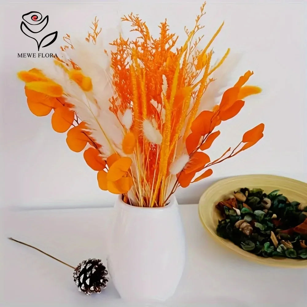 bouquet fleurs séchées naturelles orange rustique décoration maison anniversaire noël Thanksgiving