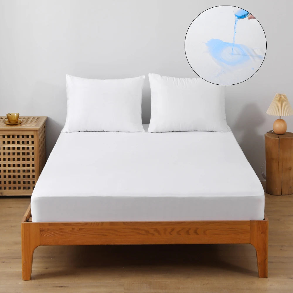 drap housse imperméable matelas blanc tricot jersey doux respirant élastique lit chambre
