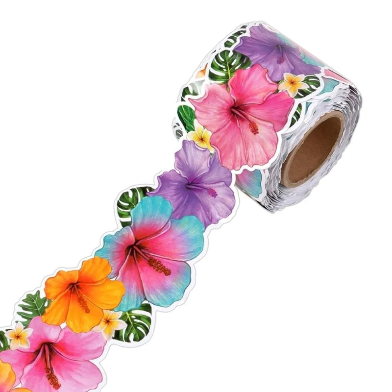 ruban décoratif multicolore fleurs motifs géométriques moderne adhésif 18.5m festif école événement