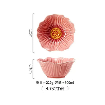 assiette tasse céramique fleurs rose violet blanc décoratif artisanal vaisselle table manger