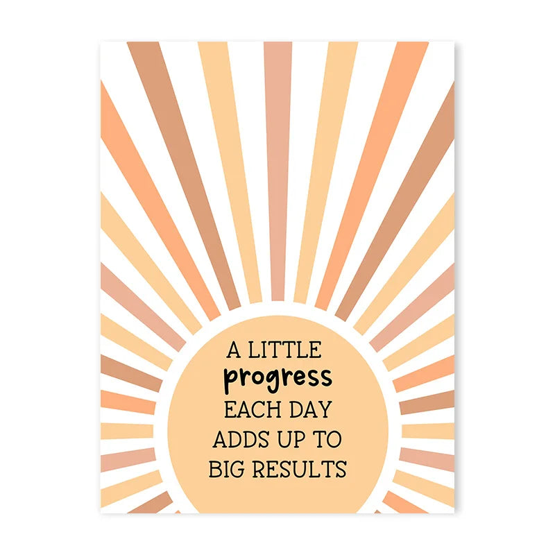 affiche encadrée minimaliste positive rayures concentriques texte blanc toile beige marron clair chambre salon