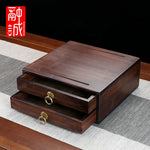 boîte thé marron foncé texture bois naturelle classique rouleau thé couteau thé