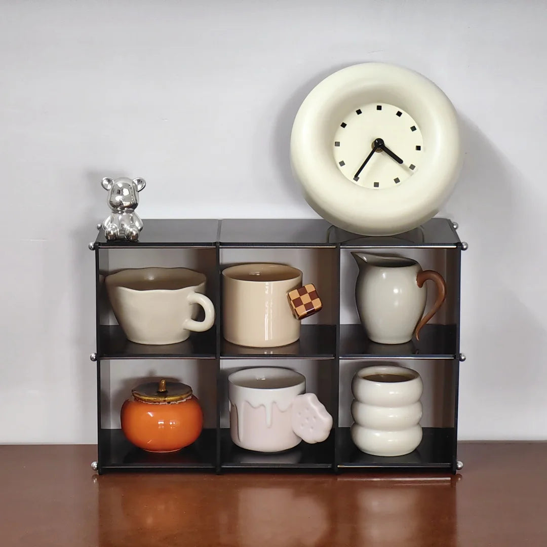 présentoir rangement tasses transparent moderne cuisine support minimaliste pieds accessoires pot gâteau