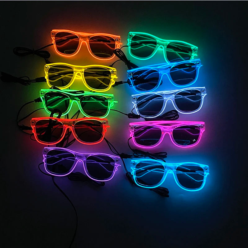 lunettes lumineuses led futuristes transparentes paillettes circuit imprimé élastique fête rave club nuit