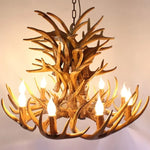 lustre suspendu rustique boisé marron clair ampoules incandescence sans ombre bras
