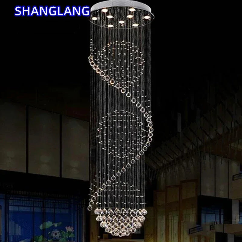 suspension lumineuse moderne cristal transparentes dorées intérieur salon chambrehôtel