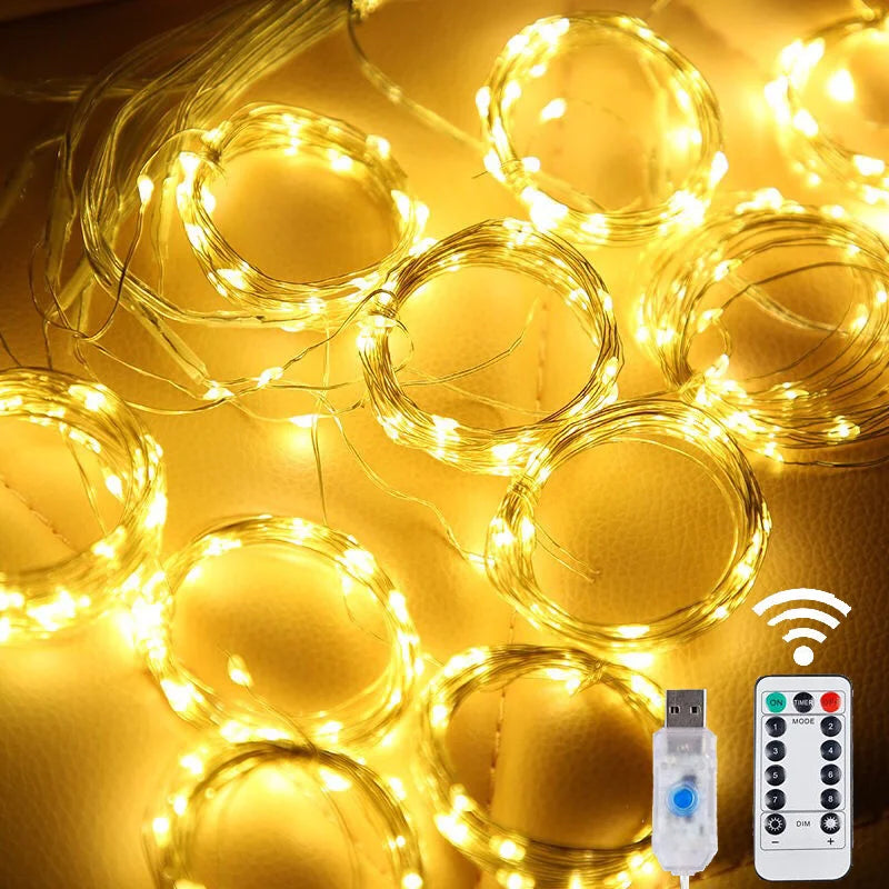 guirlande lumineuse noel led blanc doré bleu multicolore étoiles cercles moderne adhésif usb portable