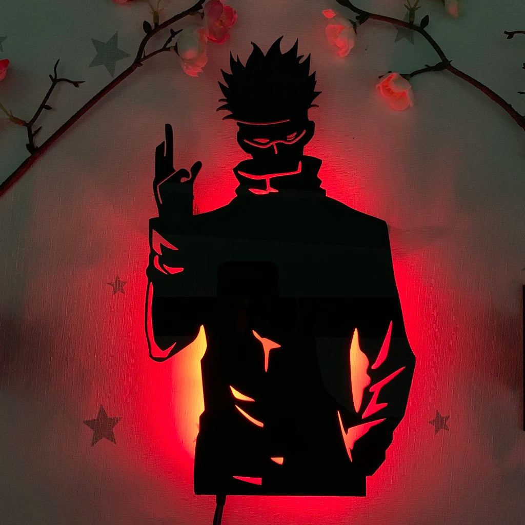 applique murale led silhouette anime noir décoration chambre veilleuse lumineuse personnage japonais