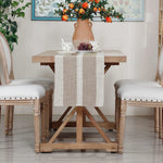 table chevet chemin table rayé brodé gris classique rustique maison coton polyester