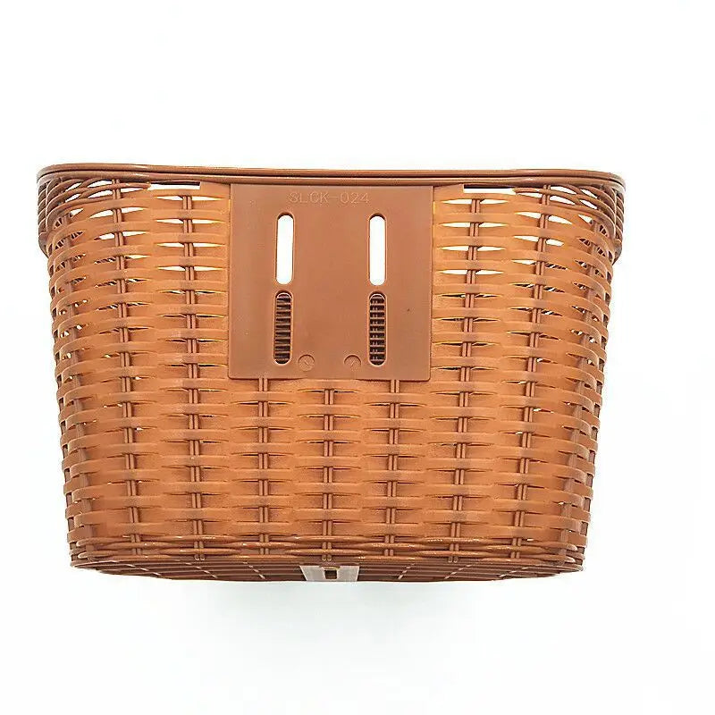 panier avant vélo tressé brun clair orange rustique vintage étanche facile détachable adultes