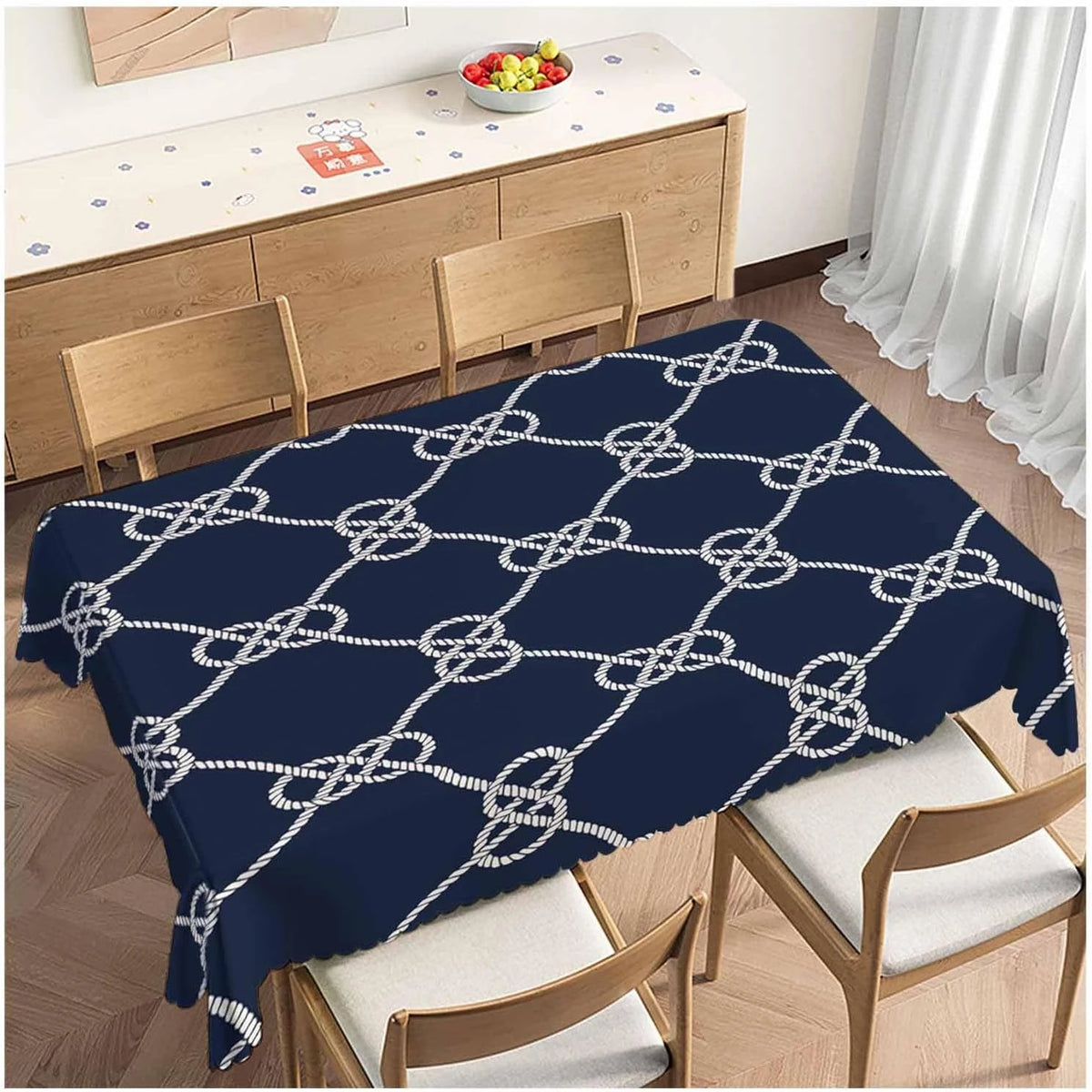 nappe table bleu marine nœuds corde réutilisable moderne imperméable résistante taches