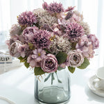 bouquet fleurs artificielles rose orange violet rouge blanc décoration intérieure vase floral champêtre