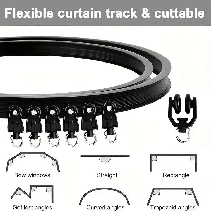 rails rideaux flexibles pliables tige arc noir moderne clips rondelles instructions