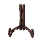 support assiettes bois marron texture naturelle classique visibles métalliques pliable utilisation multiple