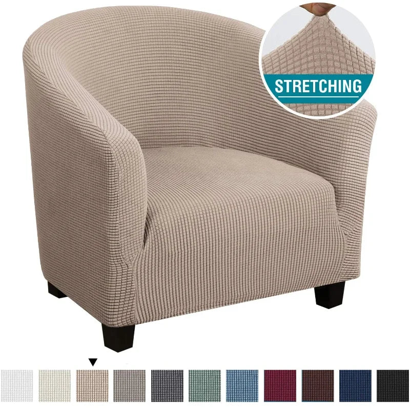 fauteuil moderne housse polyester jacquard gris élégants boutons protection salon automne hiver