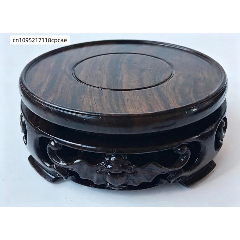 socle bois noir sculpté support présentation traditionnel vase décoration intérieure