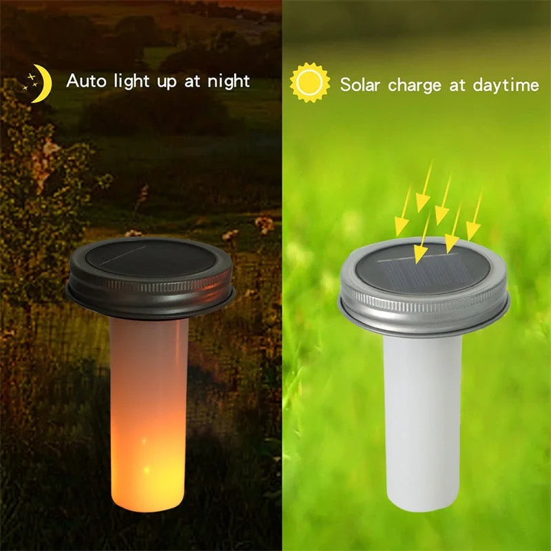 lampe solaire moderne blanc noir effet flamme étincelles vacillantes extérieur jardin mariage