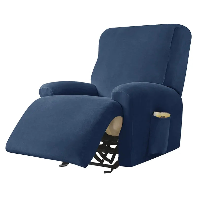 housses fauteuil beige gris bleu marine velours doux moderne confortable machine lavable anneaux fixations
