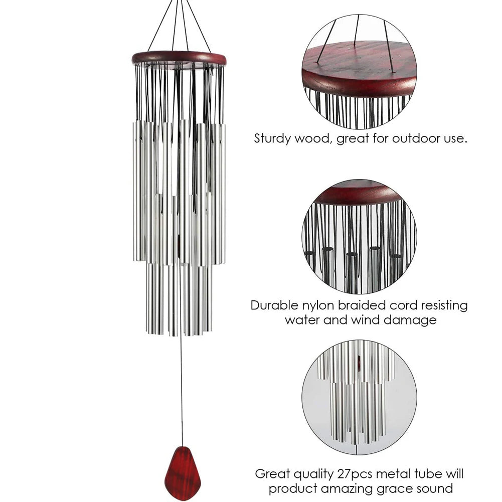 cloche vent moderne tubes métalliques argenté rouge marron floralextérieur maison jardin decoration