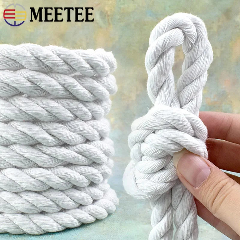 corde coton tressée 5m blanche haute résistance finition enduite rustique franges