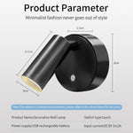 lampe murale rechargeable sans fil minimaliste noir blanc contemporaine interrupteur tactile réglable