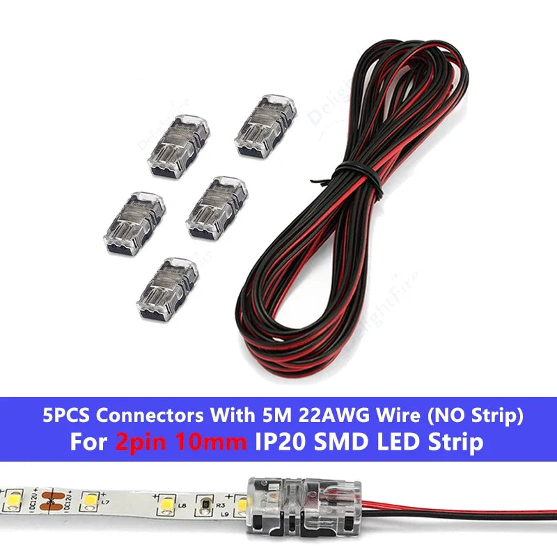 connecteurs câble led broches pièces extension 5m transparent noir 12v 24v smd rgb