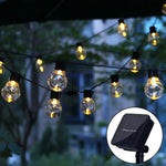 guirlande lumineuse solaire moderne 38 ampoules blanc translucide 12mètresextérieur festive