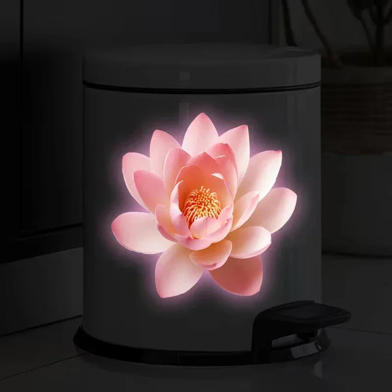 décoration murale sticker fleur lotus rose clair moderne adhésif auto collant blanc chambre toilette
