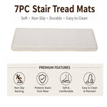 tapis d'escalier moderne antidérapant 15 pièces adhésif beige clair texture tissée polyester
