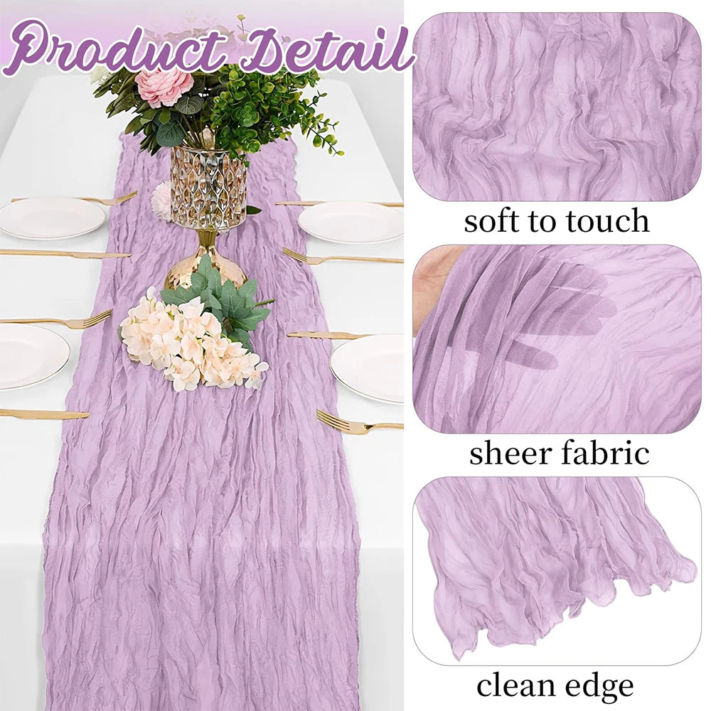 chemin table ruban texture froissée boho bleu rose noir vert décoratif mariage fête