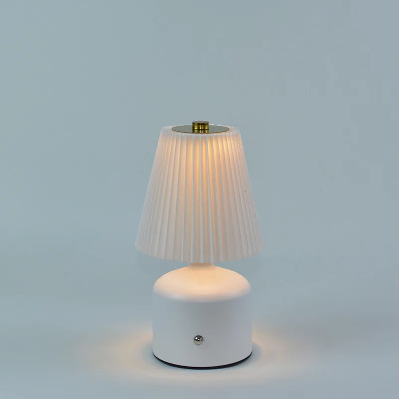 lampe table led blanc marron rose plissée moderne interrupteur tactile charge type