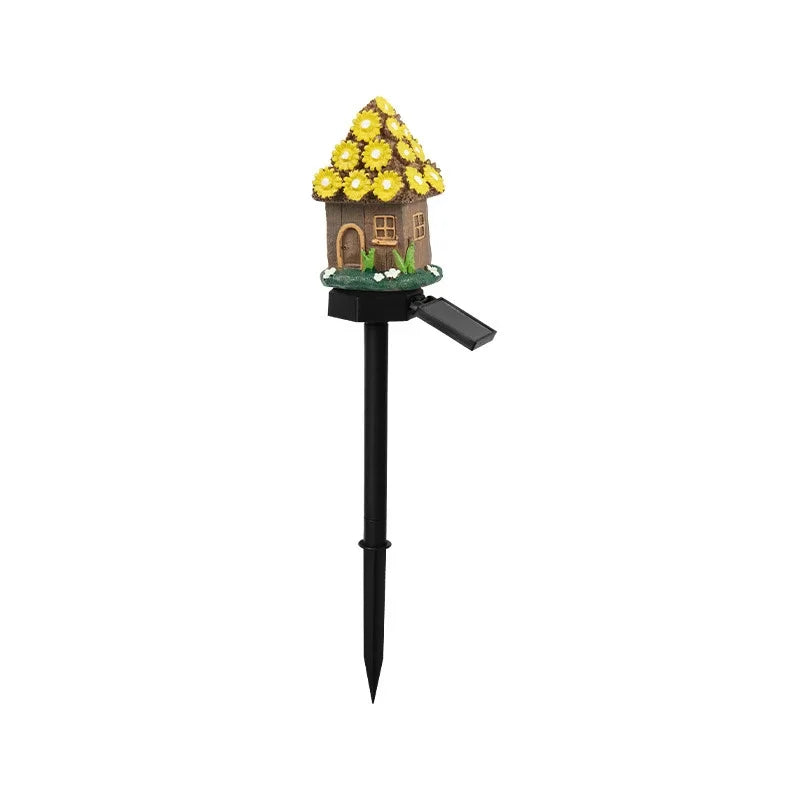 lampe solaire extérieure blanc rouge bleu vert marron texture résinée motifs floraux décoration jardin