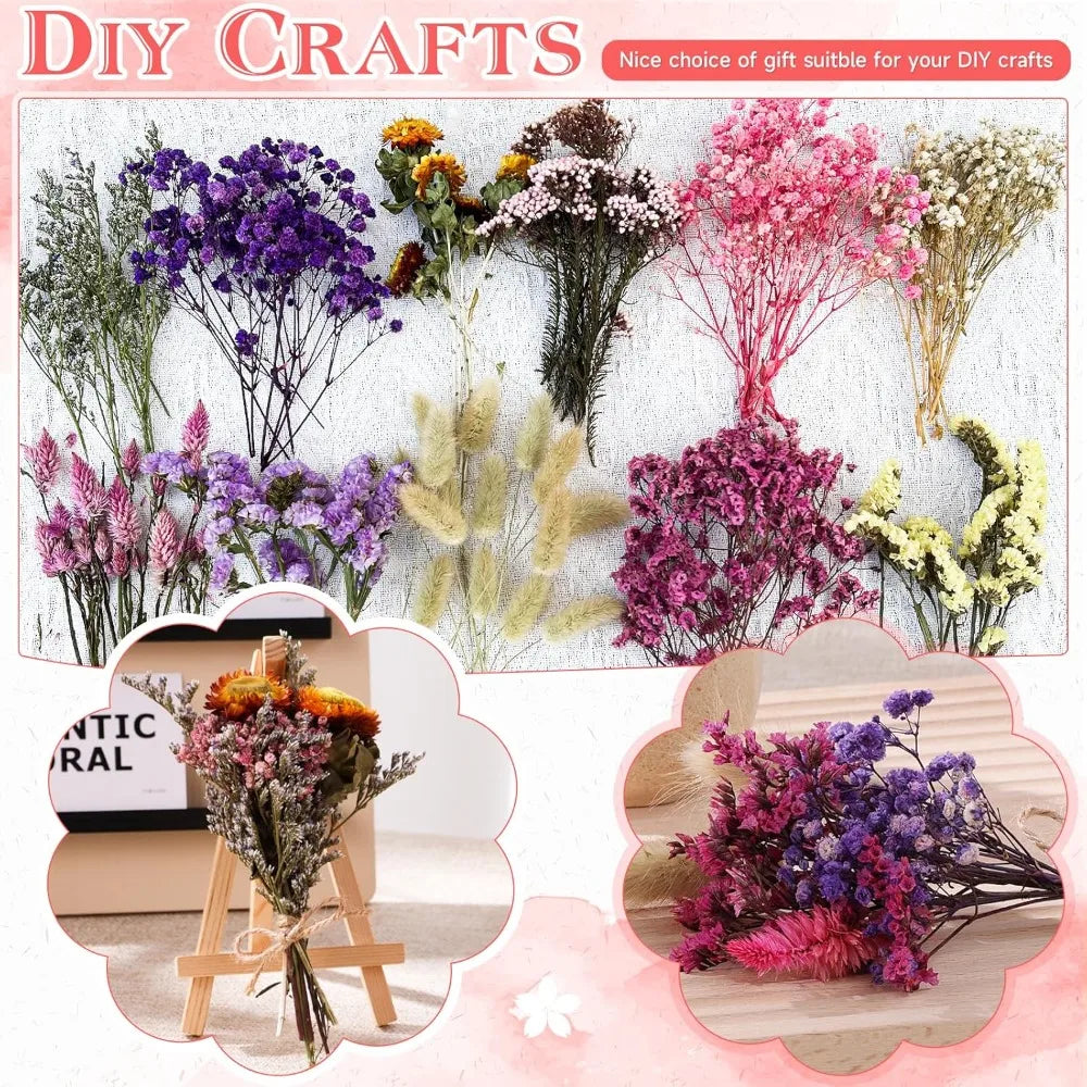 bouquets fleurs séchées violet rose blanc naturels décoration intérieure artisanale ruban jute