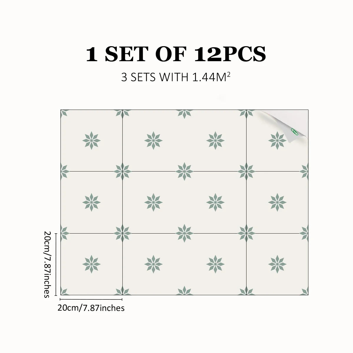 panneaux autocollants fleurs simples blanc vert adhésifs décoratifs modernes maison