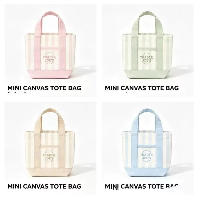 sac main toile rayé rose clair vert pastel beige bleu violet poignées détachables moderne