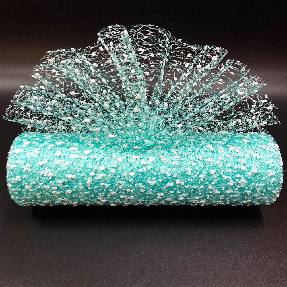 ruban pailleté turquoise blanc decoratif 15cm large 9.14m longueur tissu polyester respectueux environnement occasion