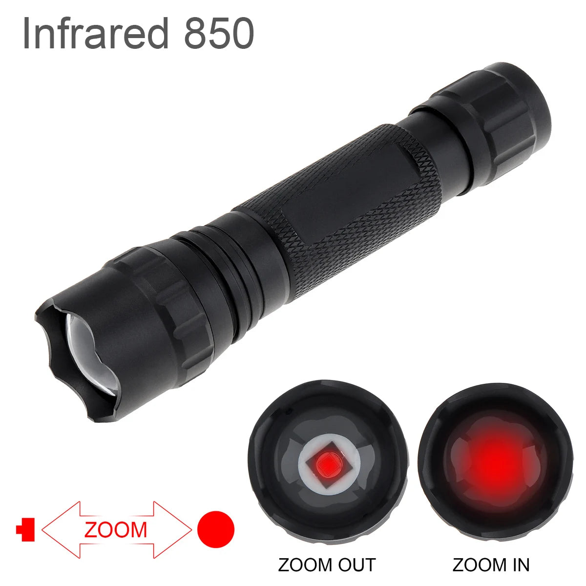 lampe torchon infrarouge led 10w résistante choc zoomable tactique moderne