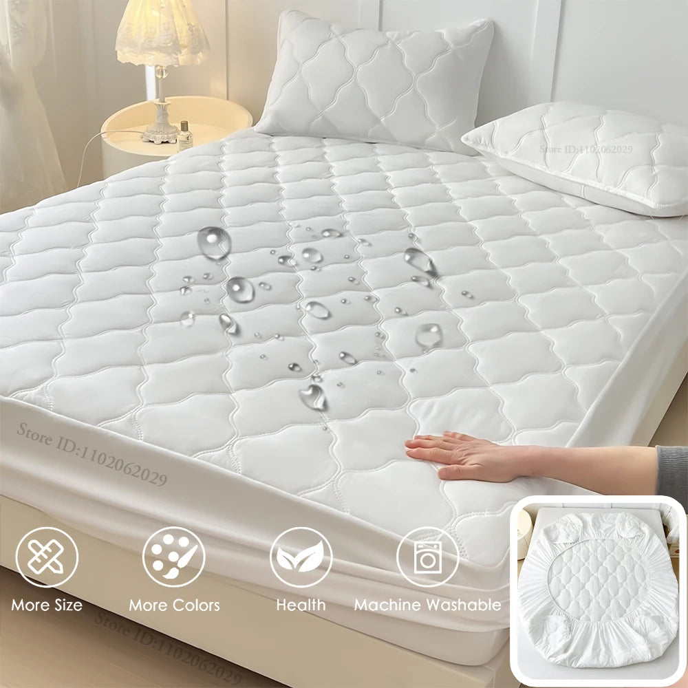 protège matelas imperméable quilté motif géométrique taies d'oreiller lit simple double